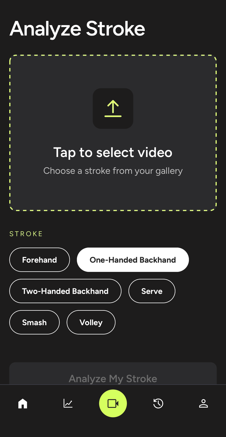 Upload your stroke video in the AceCue app